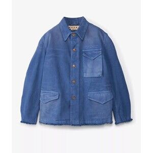 MARNI Mens Barn Jacket Size 52 Blue Overdyed Cotton Canvas Adjustable $1550